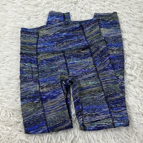 Lululemon Fast and Free Tight II 25" Nulux Interconnect Blue Multi - Picture 1 of 6